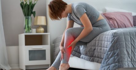 The,Woman's,Calf,Muscle,Cramped,,Massage,Of,Female,Leg,In