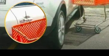 Mal gare sur le parking dun supermarche un automobiliste retrouve sa voiture attachee a un caddie.jpg